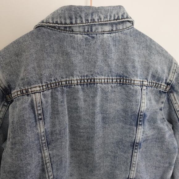 Free People Rumors Denim Jacket Size S Boho Cotton Blend Grunge Light Wash - Picture 13 of 14